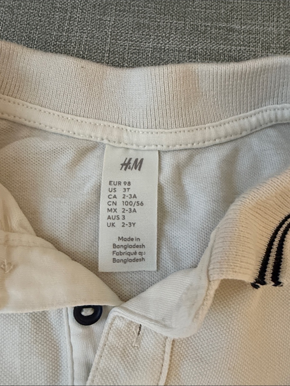H&M White Polo Shirt with Navy Trim - Kids - Picture 2 of 2